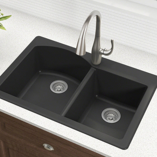 KRAUS Forteza™ 33" L Dual Mount 50/50 Double Bowl Granite Kitchen Sink