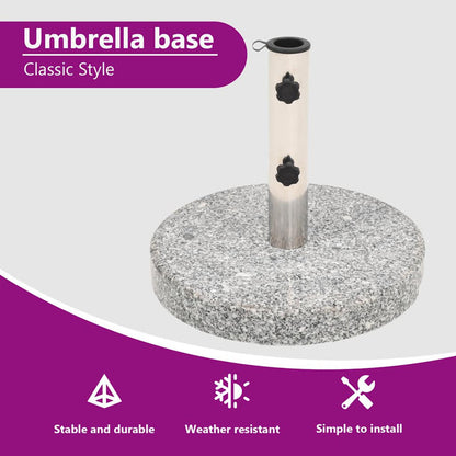 44 lb round umbrella base with handles, granite plate, stainless steel pipe, gray granite 15.7 in x 14.4 in