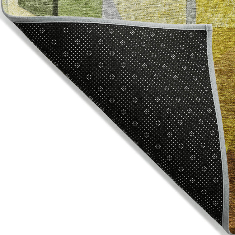 Xhevrie machine washable indoor / outdoor green rug 8x10