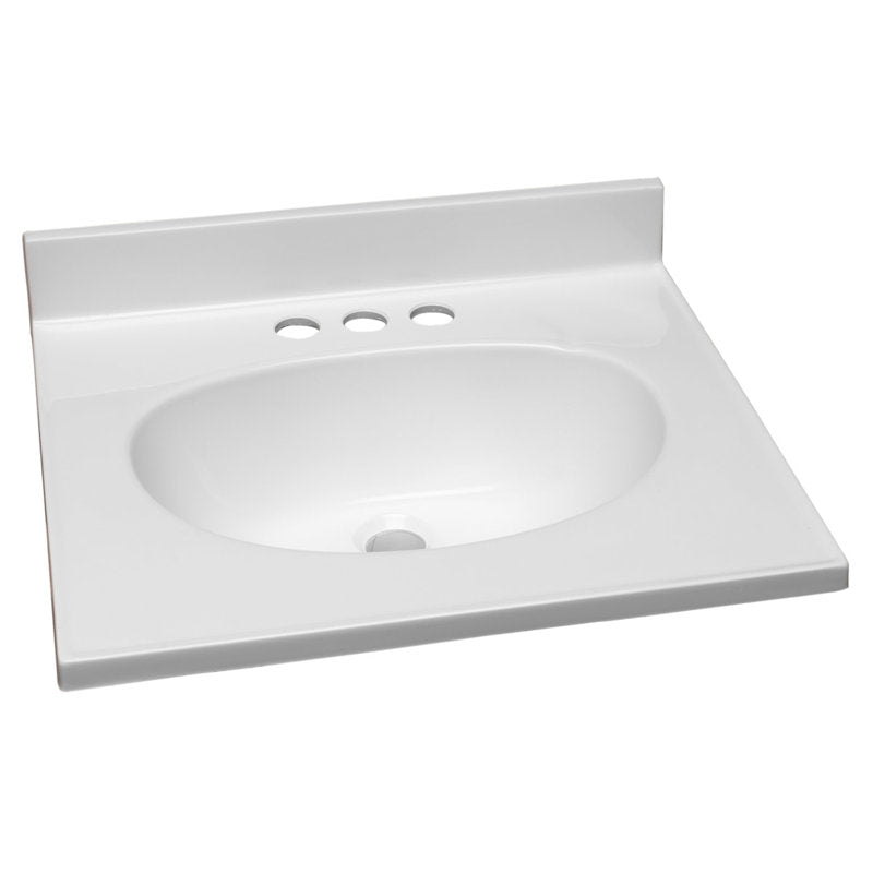 Plan de toilette en marbre reconstitué de 48 cm (19 po) avec dosseret, emballage amélioré, blanc 
