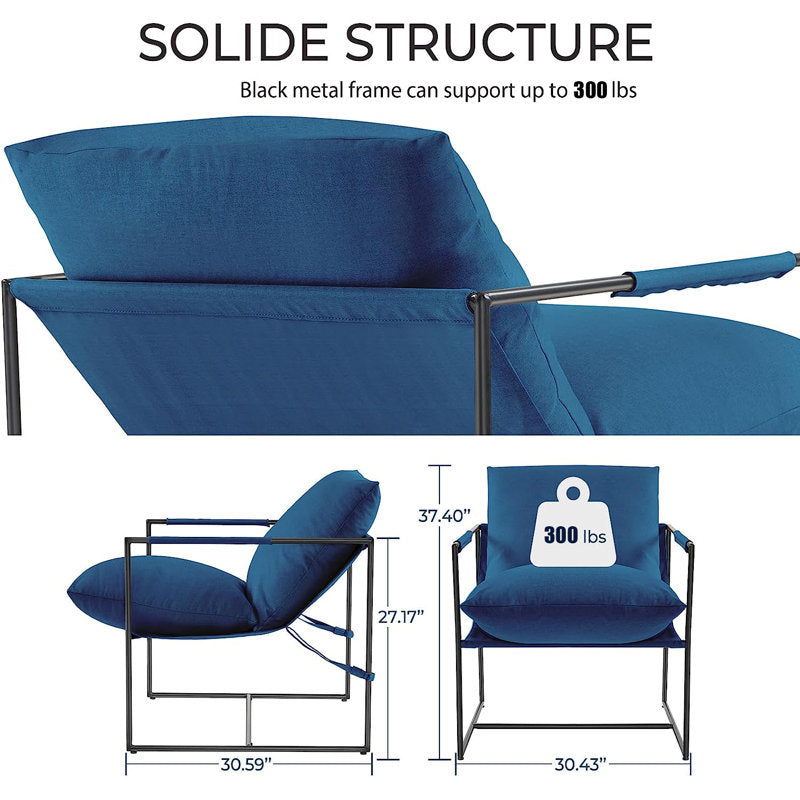 Cliatt Modern Metal Framed Sling Upholstered Accent  for Living Room - Oversized