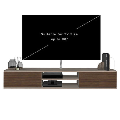 Bella Floating TV Stand Up to 85 TVs Modern Media (Alpine/Cottonwood)