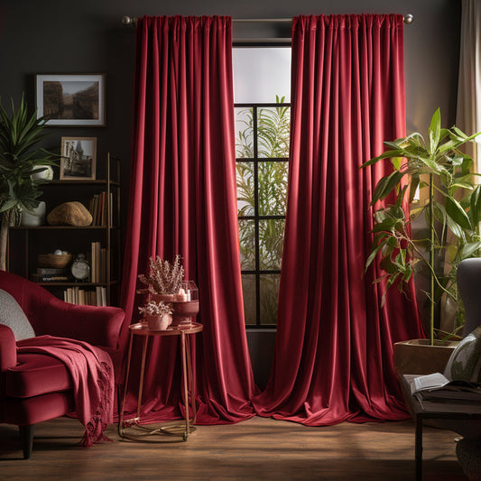 Lauier Velvet Room Darkening Curtain Pair (Rouge)