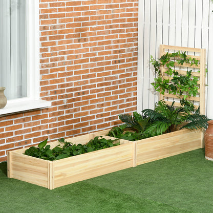 Outsunny Raised Garden Bed with Trellis and 2 Compartments