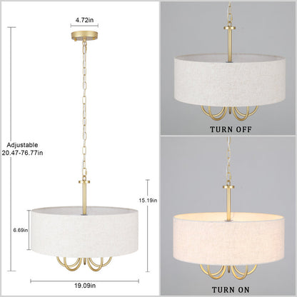 Gula 5 - Light Dimmable Drum Chandelier gold and beige