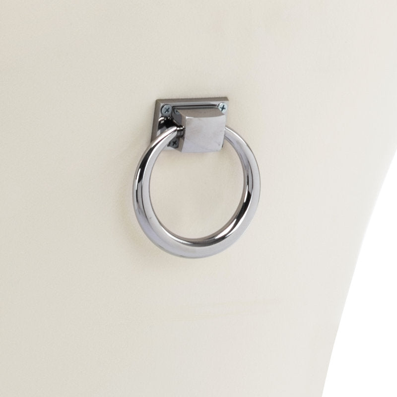 Fauteuil Parsons à oreilles capitonné en velours beige et blanc