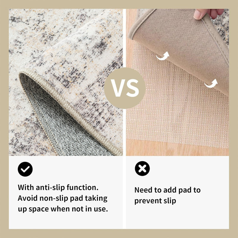 Elroy Machine-Washable Abstract Rug With Non-Slip Rubber Backing