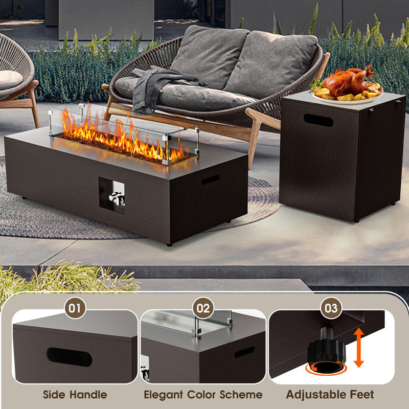 Elara 12.6"H X 42"W Propane Outdoor Gas Fire Pit Table
