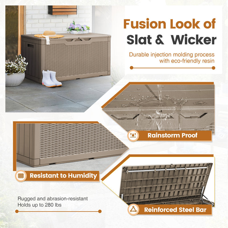 100 Gallon Furmax Plastic Deck Box Lockable Beige Color