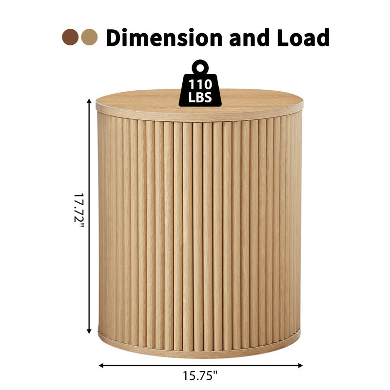 Ensemble de 2 tables d'appoint rondes cannelées - Couleur naturelle
