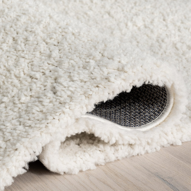 Solid Runner Shag Rug for Living Room Bedroom Dining Room Nursery Entryway Hallway, Off White 4 x 6