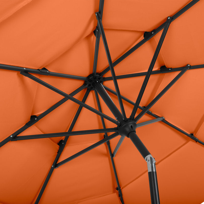 Bettine 10' Market Patio Umbrella - 3-Tiered Sunshade with Push Button Tilt and Easy-Open Crank - Outdoor Umbrella for Deck, Yard, or Pool by Pure Garden