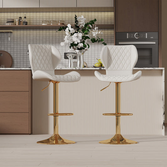 Tierone Upholstered Swivel Adjustable Height  with Metal Frame, Modern Velvet Beige (set of 2)