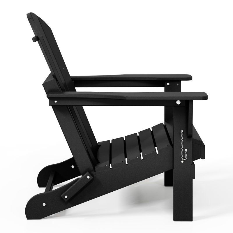 Shawnna Weather-Resistant Foldable Outdoor Adirondack Chair black