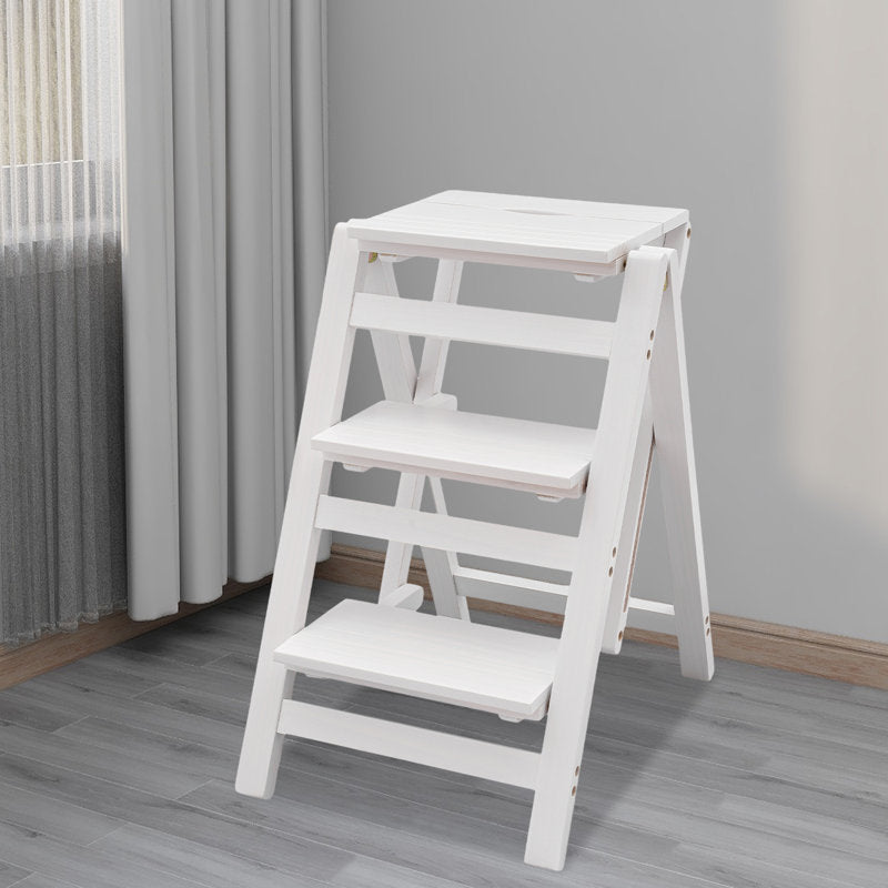 3-Step Wooden Folding Stepladder Stool