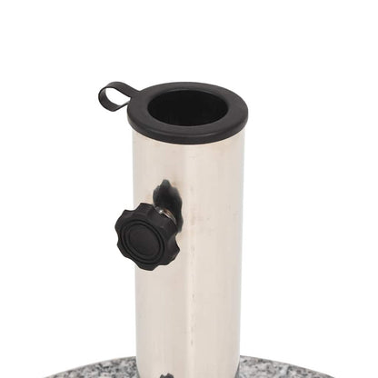 44 lb round umbrella base with handles, granite plate, stainless steel pipe, gray granite 15.7 in x 14.4 in