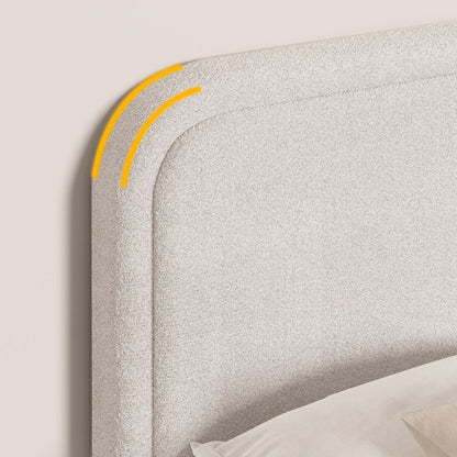 Lit plateforme capitonné Bensu Boucle couleur crème, format king 