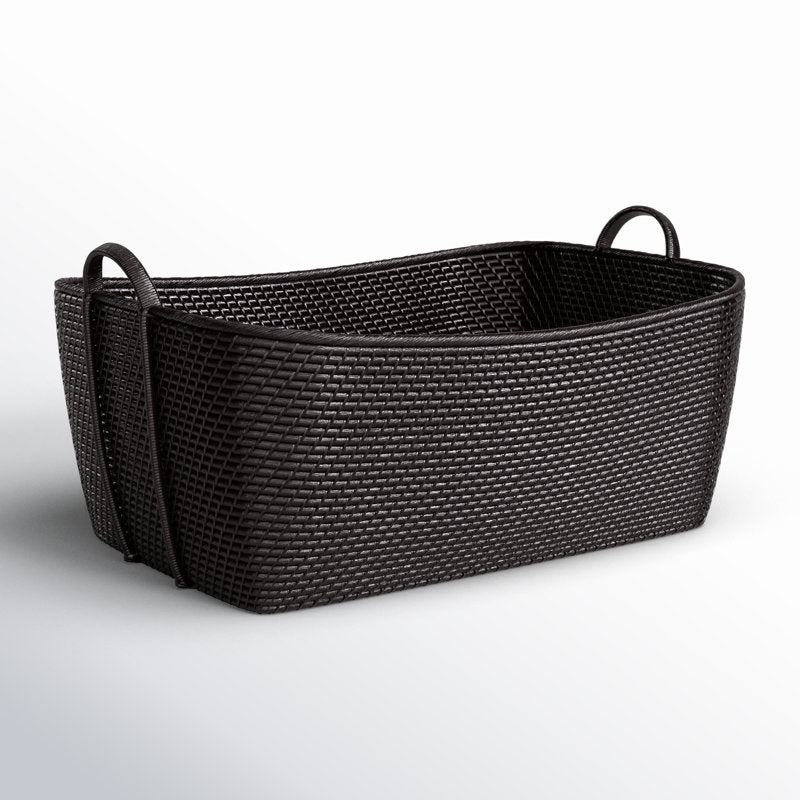 Thelma Rattan Basket black 
H 14 po x l 31 po x P 25 po