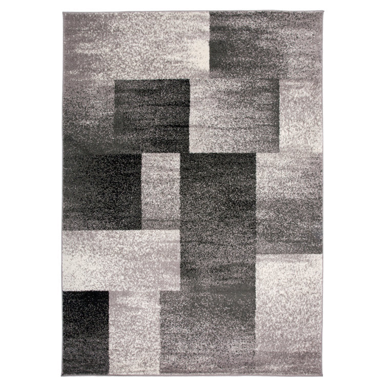 Damarus Geometric Gray/Ivory/Black Area Rug