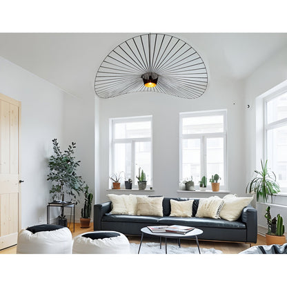 Lustre Vertigo à sangle géométrique de 78,8 pouces de large, noir