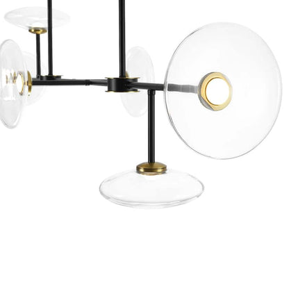 Lustre ovale linéaire à 6 lumières avec éclairage LED dimmable pour îlot de cuisine (laiton noir)