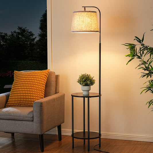 62" Tray Table Floor Lamp Black/Ebony