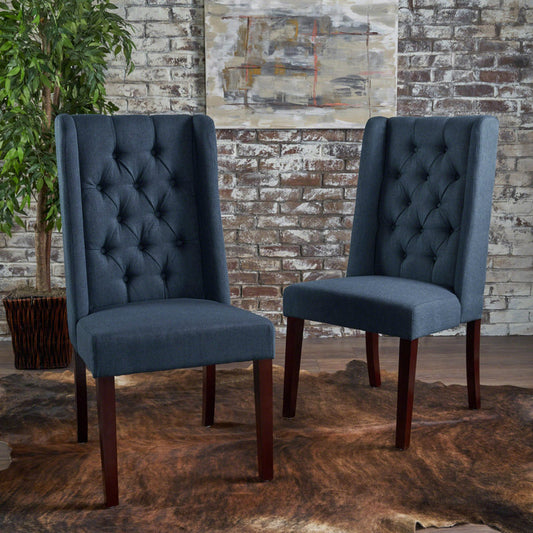 Toshia Navy Blue Upholstered Dining Chair (No Box) Set of 2 chairs