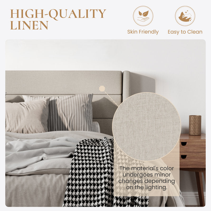 Lift Up Storage Upholstered Platform Bed King Size