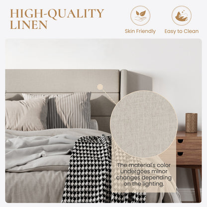 Lift Up Storage Upholstered Platform Bed King Size