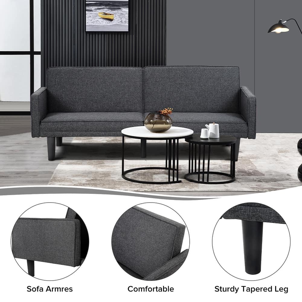 Futon Sofa Bed Convertible Sectional Sleeper Couch, Loveseat Bed With Tapered Legs For Living Room, Study, Dorm, Office