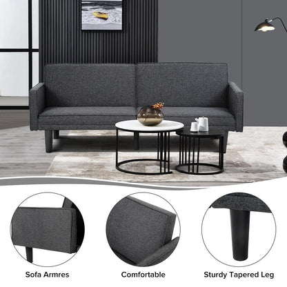 Futon Sofa Bed Convertible Sectional Sleeper Couch, Loveseat Bed With Tapered Legs For Living Room, Study, Dorm, Office