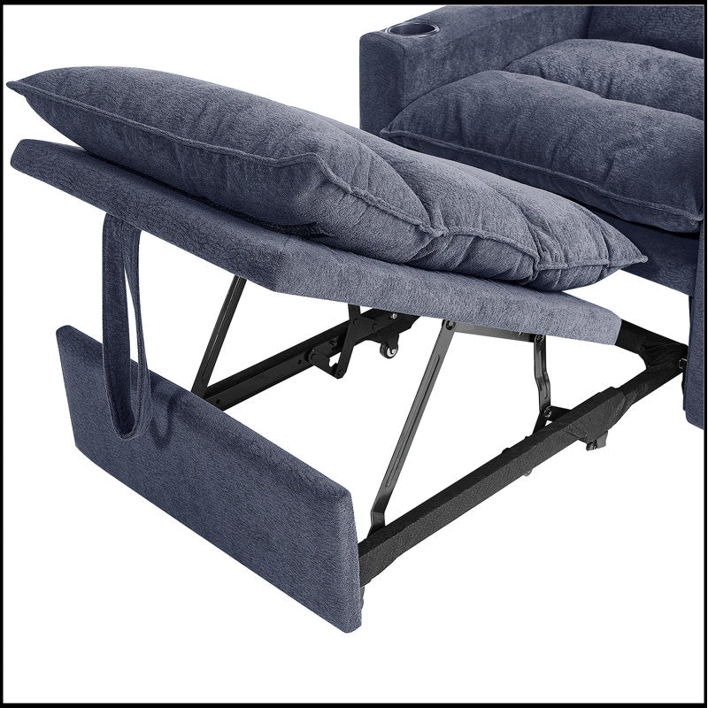 3-In-1 Convertible Single Sleeper Sofa Bed With 3-Level Adjustable Backrest ,Modern Velvet Pull Out Couch With Cup Holders