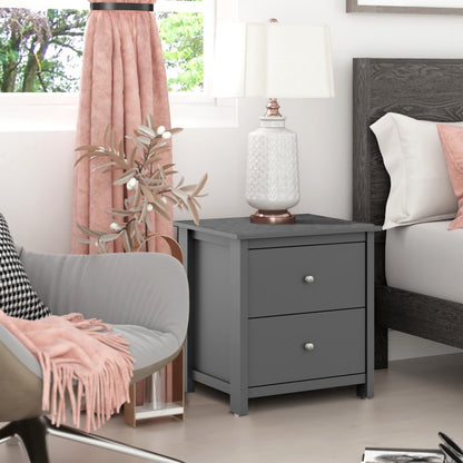 Isenbert 21.9" 2 Drawer Nightstand GRAPHITE GREY