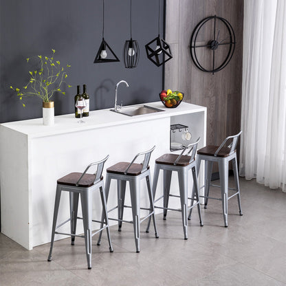 Saleh bar stool set of 4 silver and Brown 26"