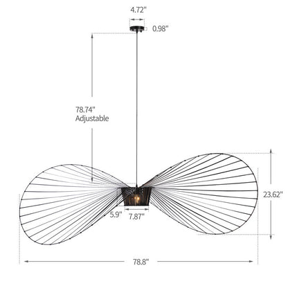 Lustre Vertigo à sangle géométrique de 78,8 pouces de large, noir