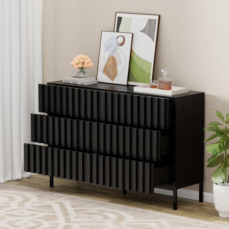 Endress 6 Drawer 43.3" W Double Dresser ( BLACK )