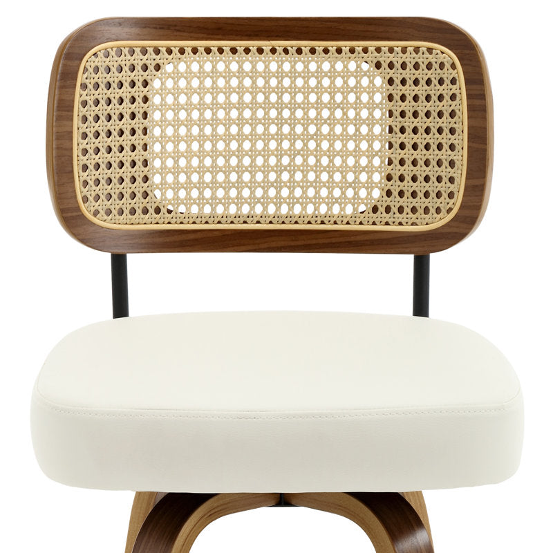 Julieza Swivel Upholstered Rattan Bar Stool