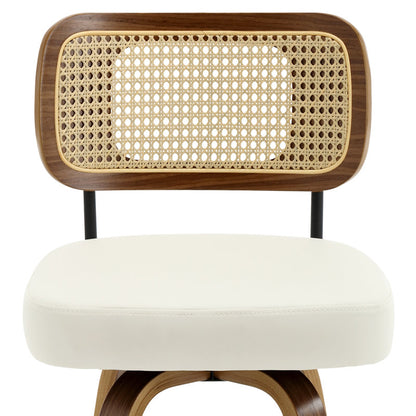 Julieza Swivel Upholstered Rattan Bar Stool