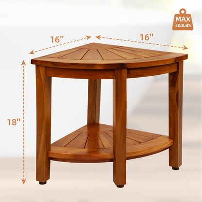 16'' W Teak Corner Shower Stool