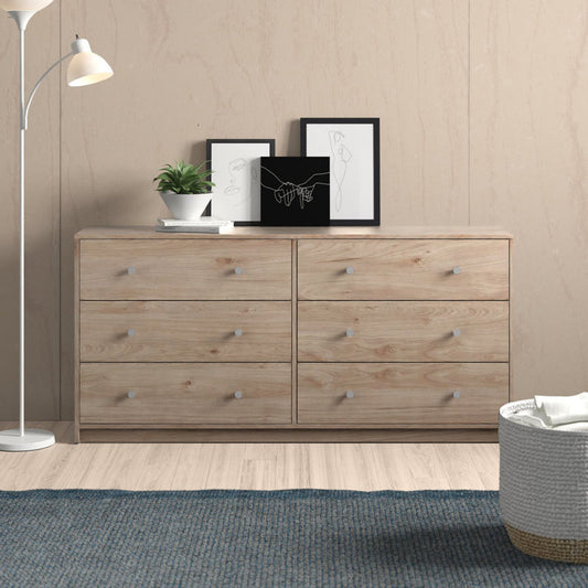 Commode double Clanton à 6 tiroirs, 143 cm de largeur (Jackson Hickory)