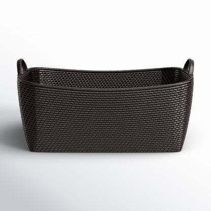 Thelma Rattan Basket black 
H 14 po x l 31 po x P 25 po