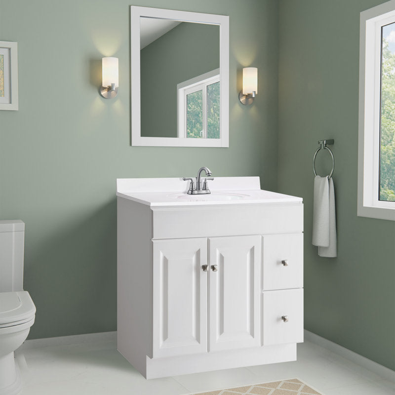 Plan de toilette en marbre reconstitué de 48 cm (19 po) avec dosseret, emballage amélioré, blanc 