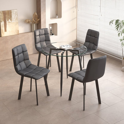 Zakirah Round 35.4'' Dining Set ( Grey+ Black)