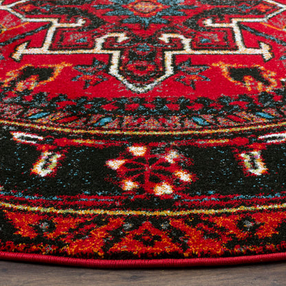Amaniya Southwestern Red Area Rug 9 ft Round