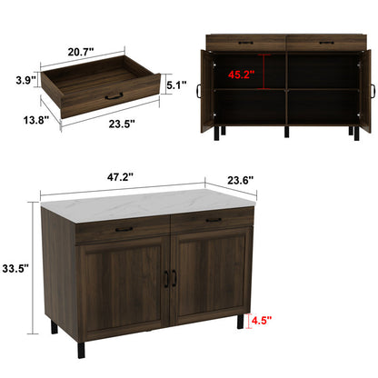 Sturbridge 47.2'' Kitchen Island with Solid + Manufactured Wood Top