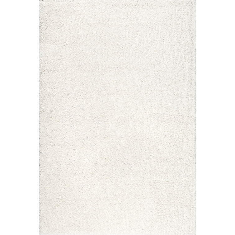 Solid Runner Shag Rug for Living Room Bedroom Dining Room Nursery Entryway Hallway, Off White 4 x 6