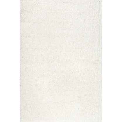 Solid Runner Shag Rug for Living Room Bedroom Dining Room Nursery Entryway Hallway, Off White 4 x 6