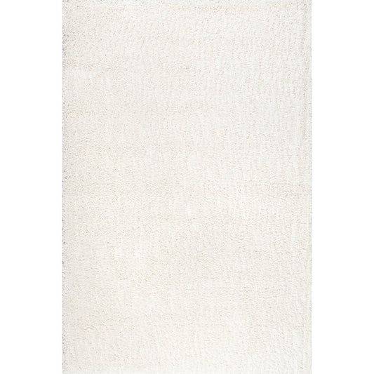 Solid Runner Shag Rug for Living Room Bedroom Dining Room Nursery Entryway Hallway, Off White 4 x 6