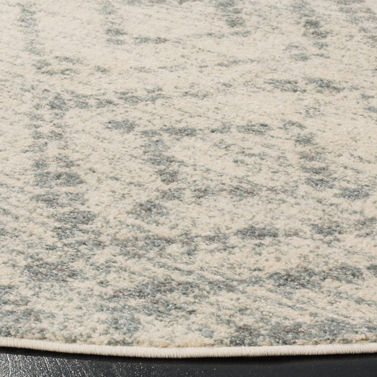 Muniz Performance Carpet Ivory/Light Blue Area Rug 10 ft sqaure