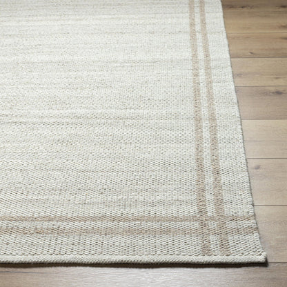Lavande Geometric Wool Area Rug in Ivory/Tan 5ft x 7ft 6'